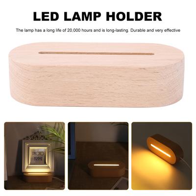 LED Wood Light Display Crystal Wooden Lighted Base 3D Luminous Rectangle LED Lights Plate Display Base Stand for Resin Art Light