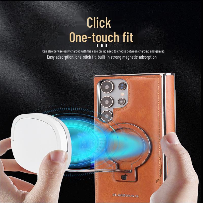 Samsung S26 Ultra Leather Magnetic Stand & Drop-proof Racket Case