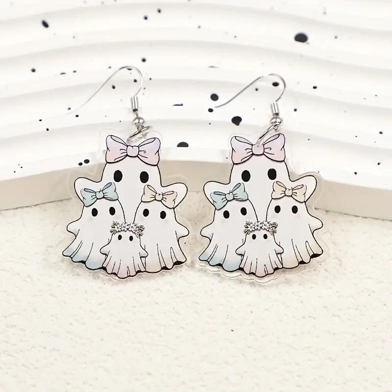 Cross-border new ghost family earrings Halloween explosion flat acrylic creative cartoon ghost earrings jewelry