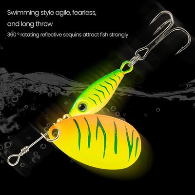5 Stück 7,5 cm/9 g Angelköder mit Metall-Spinnerblatt, Haken, rotierender Paillette, Löffel, Spinnerbait, bionischer Köder, Salzwasser, Süßwasser, Barsch, Hecht, Zander
