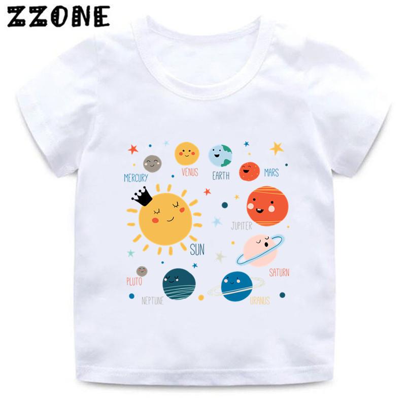 Hot Sale Planets Solar System Print Cartoon Kids TShirts Astronaut Girls Clothes Baby Boys T shirt Summer Children Topsooo5888 100