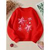 Kids Crewneck Sweatshirt, Pink Star Graphic Print, Spring Fall Casual Sport Tops
