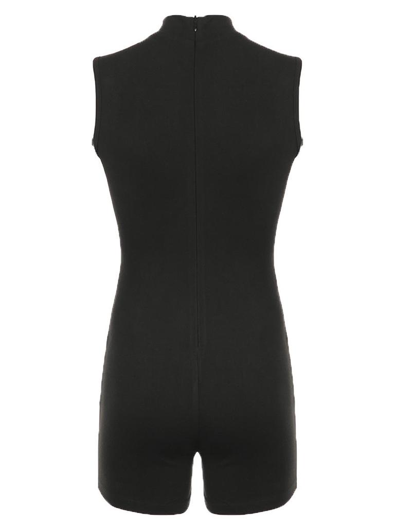 Women's Sporty Fashion Sleeveless High Neck Bodysuit