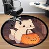 1PC Halloween Kitten Office Round Area Rug, Indoor Mat Suitable ForOffice, Under Office Chairs Bedroom Living Room Home Decor, Room Deco f030