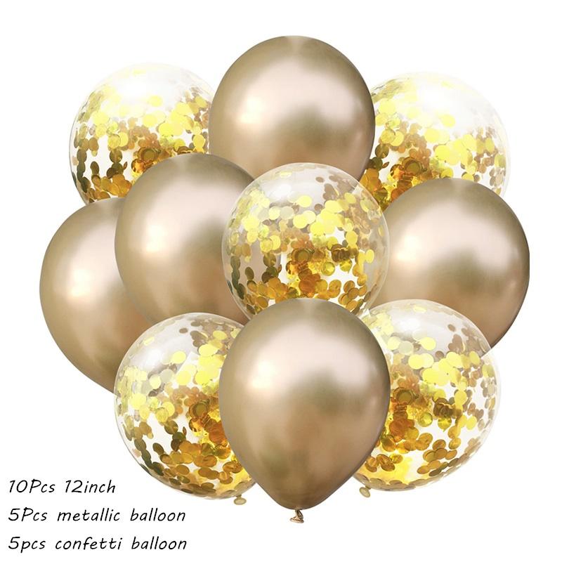 10Pcs Metal Latex Balloons Confetti Balloon Set For Wedding Birthday Party Balloon Decoration Baby Shower Helium Balloons