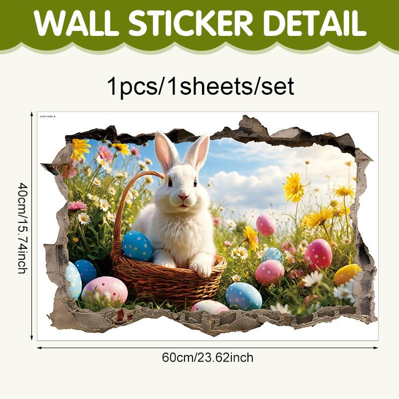 

Creative Easter Wall Stickers 3D Breakthrough Stickers Easter Bunny Wall Decals For Home Roomm Room Party A9