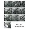 10Pcs 3D Metal Embossed Tile Stickers, Vintage Silver Floral PVC Wall Decals, Waterproof Self-Adhesive Crystal Film Decor for Kitchen Bathroom Floor
