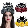 Adjustable Witch Devil Crowns Headpiece For Halloween Parties Soft Fabric Roses Costume Decoration