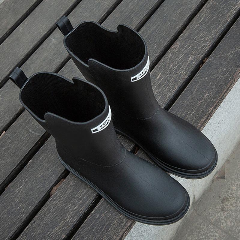 Waterproof rain boots medium tube velvet rain shoes women wear non-slip students warm rubber shoes wear-resistant work water shoes winter