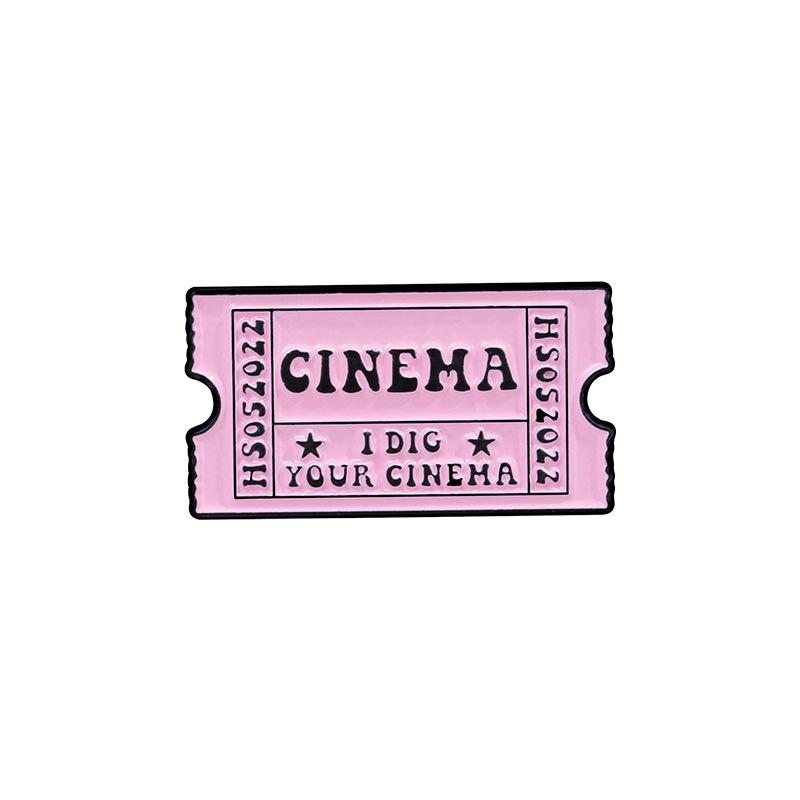 Drip Oil Metal CINEMA Letter Brooch, Enamel Badge, Decorative Lapel Pin for Clothes Backpack Accessories Decoration