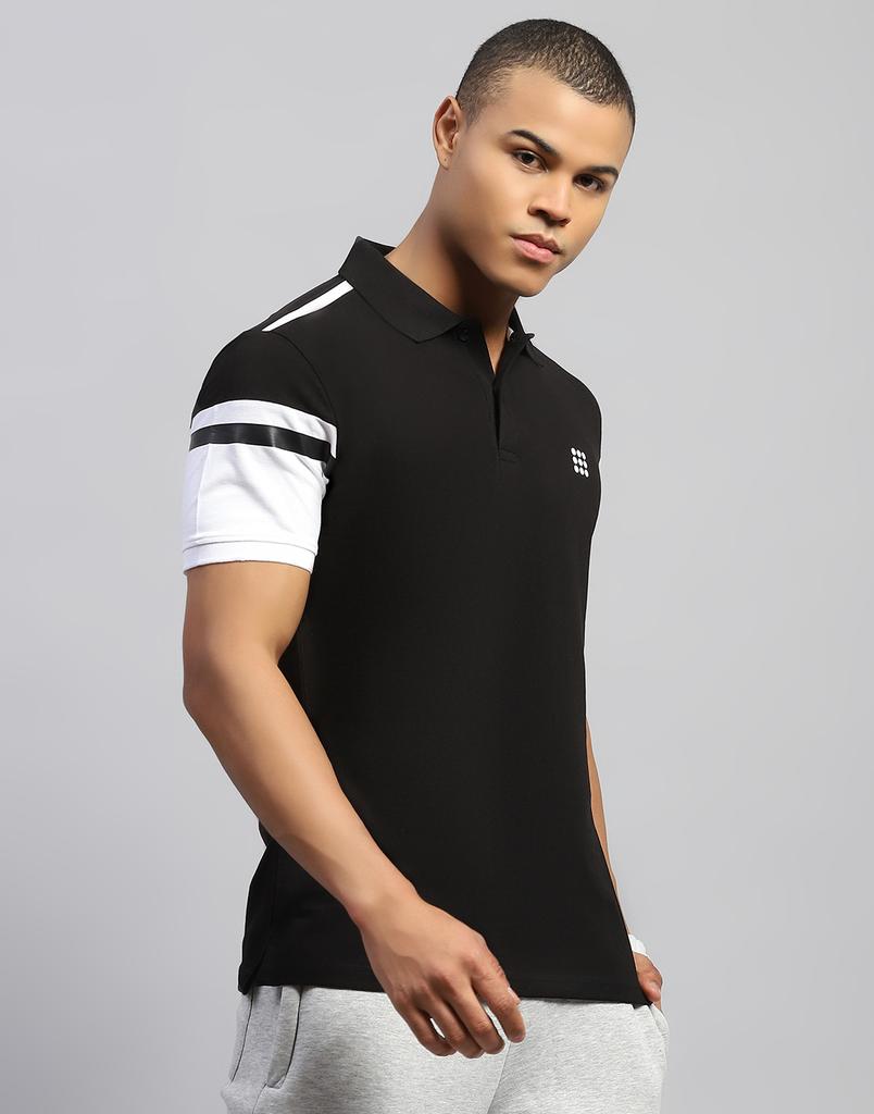 Rockit from House of Monte Carlo Mens Solid Black Polo Neck Half Sleeve T-Shirt