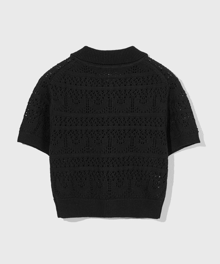 KIIMUIR (Women) Scallop Collar Short Sleeve Cardigan_Black