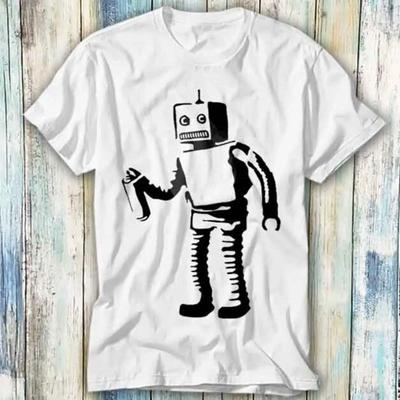 T Shirt Banksy Inspiriert Spray Malerei Roboter Graffiti Geschenk Top 1214 Vintage Slightly Versatile Homme Graphic
