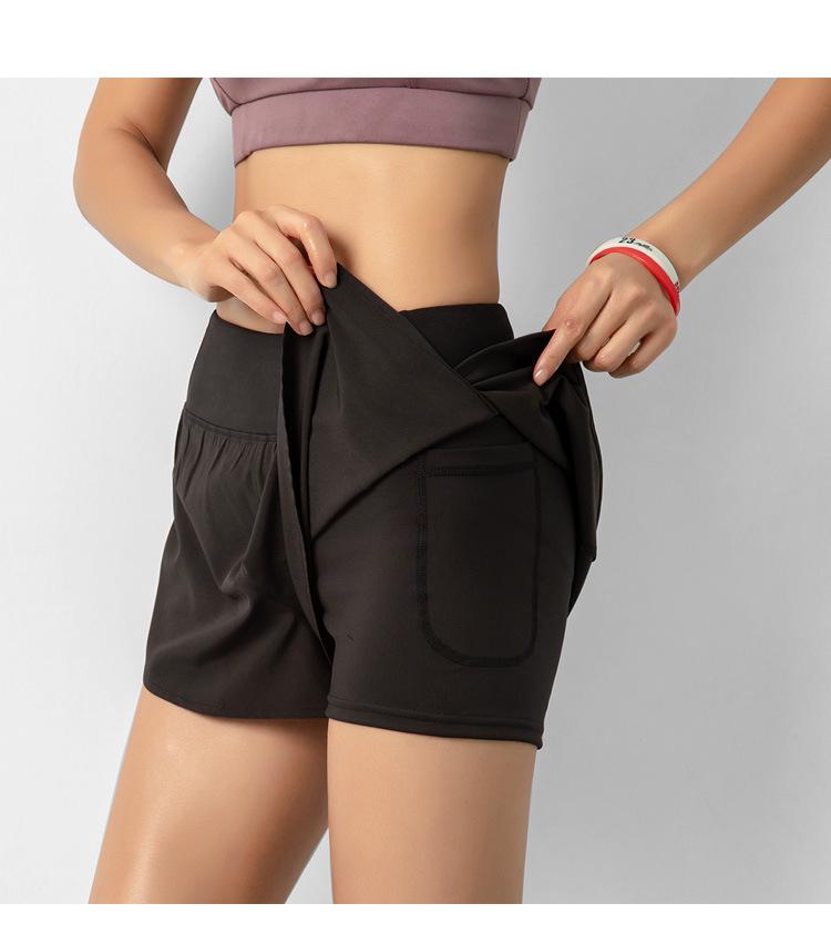 Women's Summer Quick-Dry Two-Piece Yoga Shorts with Pockets – Breathable & Anti-Exposure