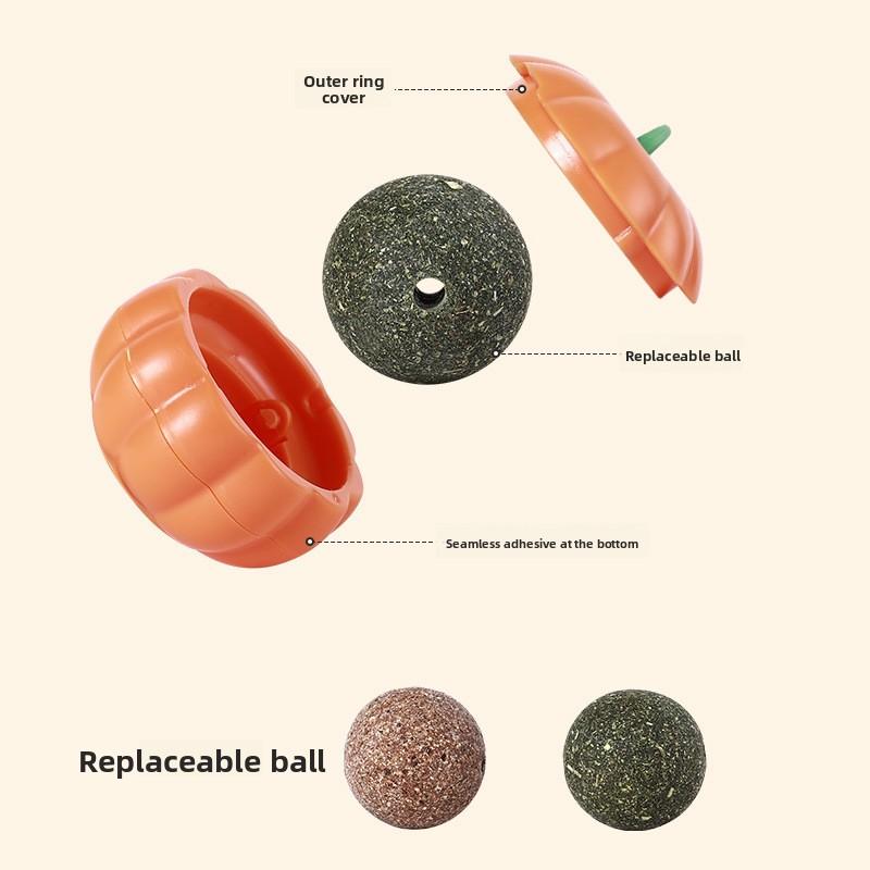 Kürbis-Leckerli, Glückliche Katze, Minz-Kugel, Katzenspielzeug, Zähneknirschen, Zahnpflege, Beißen, Langeweile vertreiben, Kätzchen, Kätzchen, Selbstunterhaltung