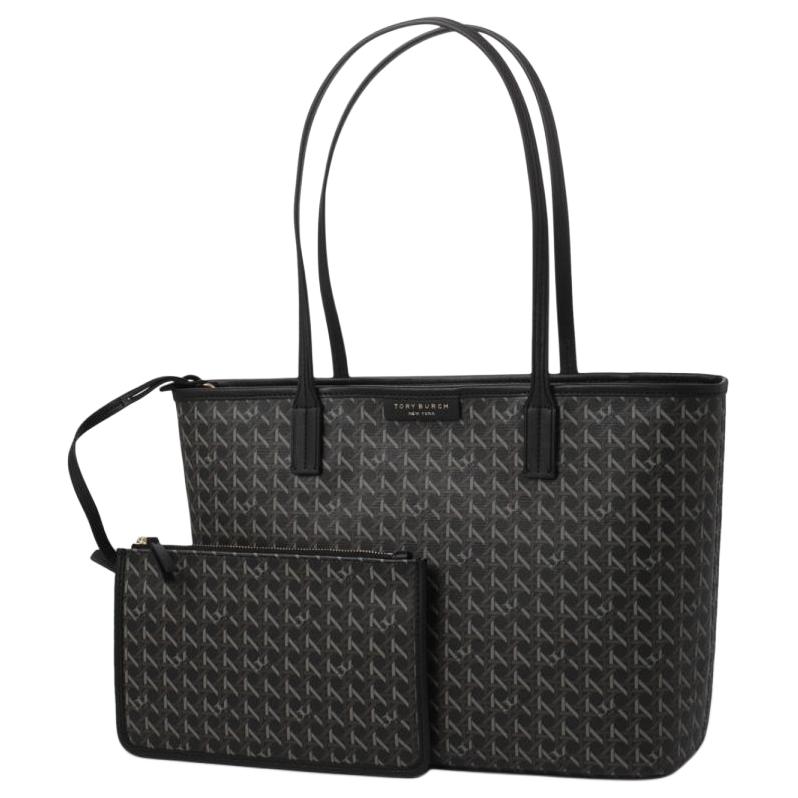 Tory Burch Full Print Vintage Floral Canvas Tote Bag Women tote bags Black 147748-001