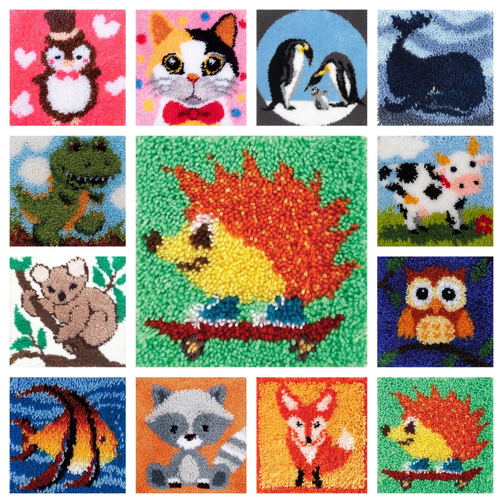 Animal Dairy Cow Penguin Latch Hook Rug Kits for Beginner Needle