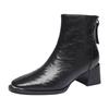 Red Dragonfly Women's Stylish High-Heeled Genuine Leather Ankle Boots - Super Soft, Plus Velvet, Mid-Calf for Spring, Autumn, and Winter.