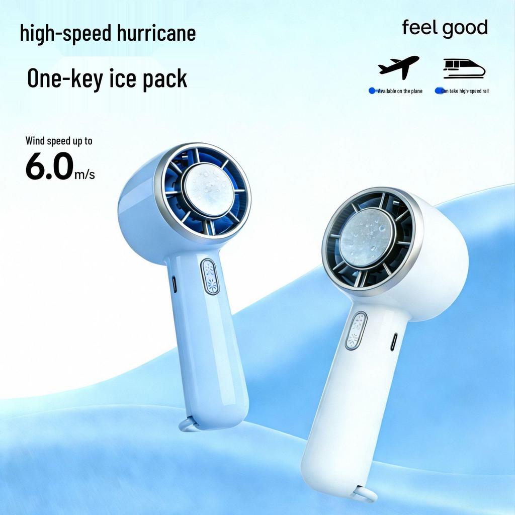 High-Speed Portable Handheld Fan with Ice Pack and Rechargeable Semiconductor Technology