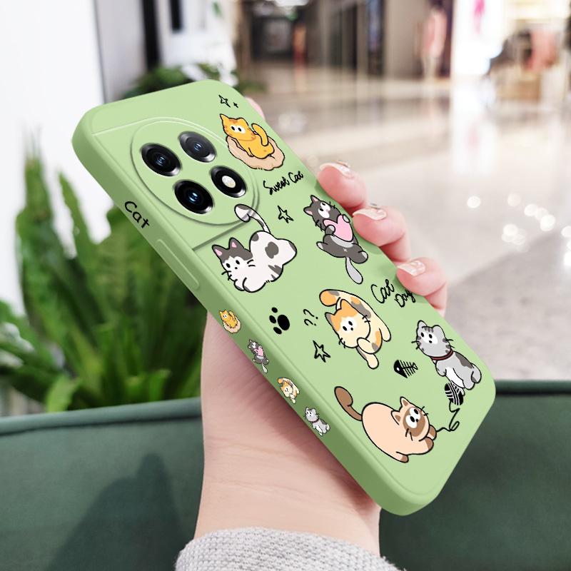Cat String Ball Phone Case For Oneplus 12 12R 11 11R 10 10R 10T 9R 9RT 9 8T 8 7 7T Pro 5G Liquid Silicone Cover