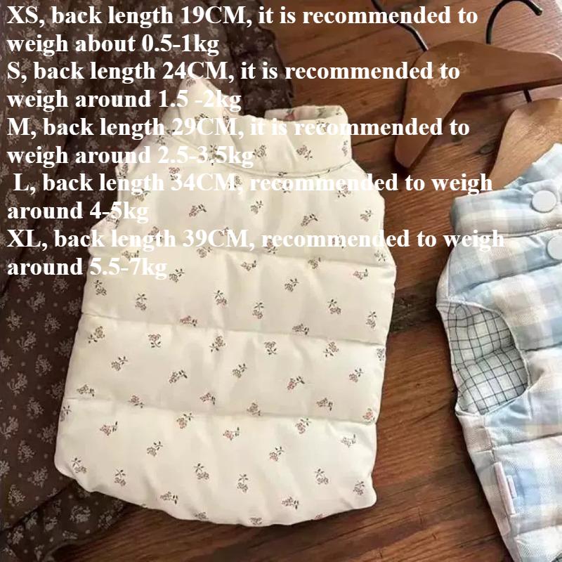 Pet Floral Vest Autumn Winter Pet Cotton Coat Thickened To Keep Warm Small Dog Maltese Bears Wear Vest Coats on Both Sides