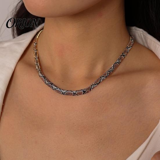 Fashionable Metal Necklaces Snake Print Choker Necklace, Women Gothic Serpent Statement Durable Lobster Clasp Necklace Choker, Punk for Halloween