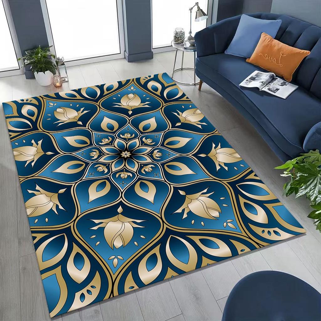 2026 Rainbow Mandala Flower Chakras Yoga Bohemia Art Rug for Bedroom Living Room Sofa Home Doormat Decor,Kid Non-slip Floor Mat