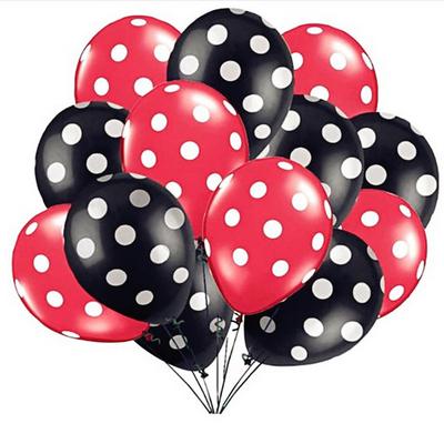 10pcs/lot 12inch Red Black Dot Latex Balloons Spot Polka Baloons Cartoon Theme Birthday Party Decor