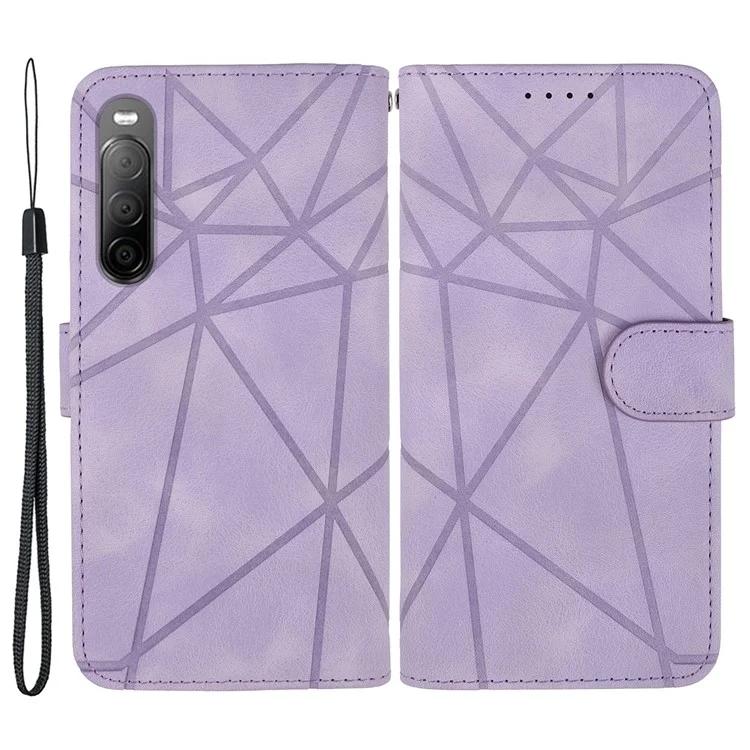 

For Sony Xperia 10 IV 5G Case Leather Line Pattern Flip Phone Cover
