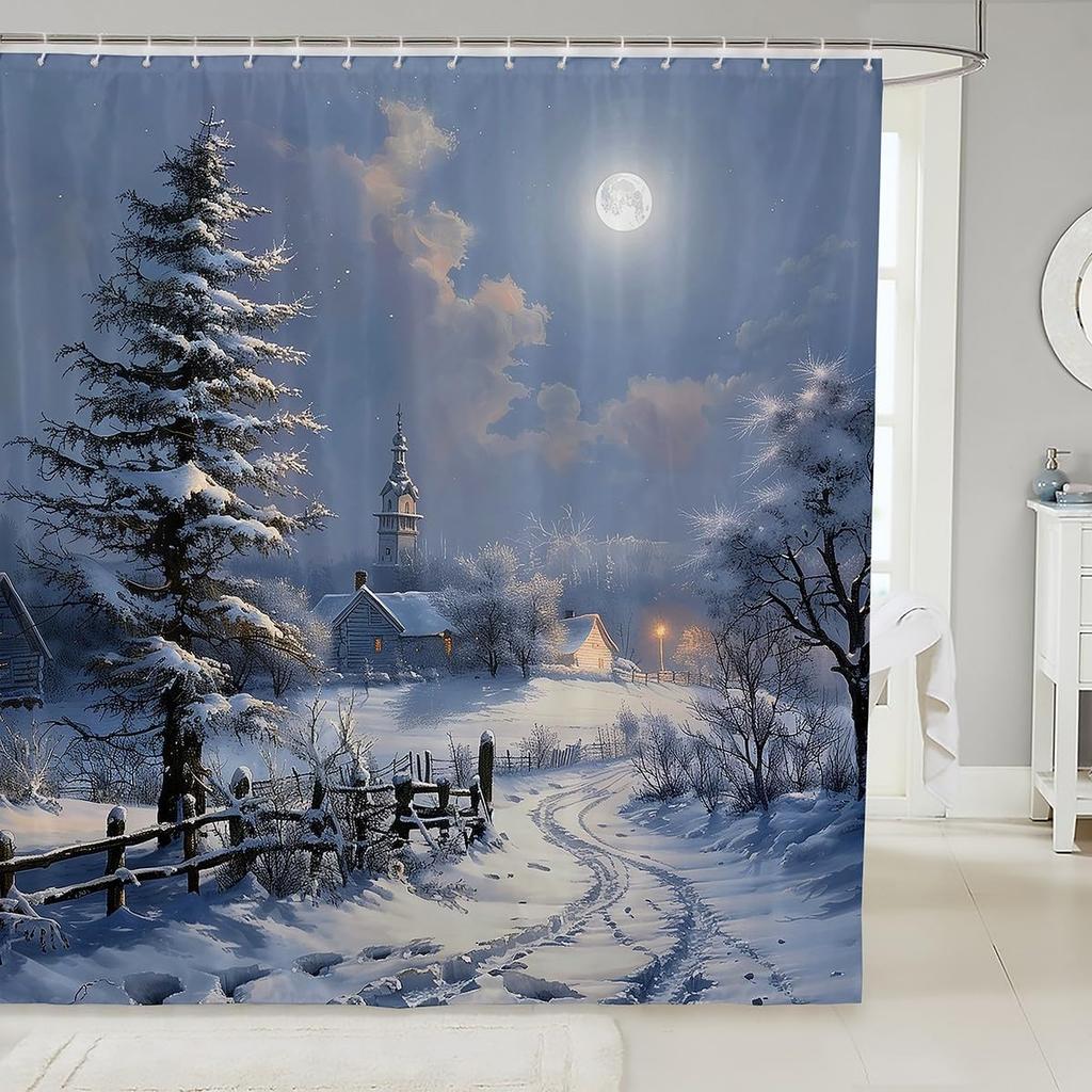 Zen Stones Bath Curtain with Hooks,White Vase Blue Flowers Aesthetic Waterproof Shower Curtain,Japanese Floral Simple Bathroom