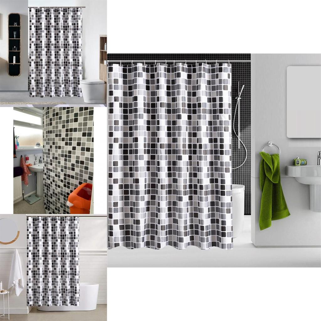 Elegant Mosaic Design Bathroom Curtain With Waterproof Polyester Fabric For Modern Homes