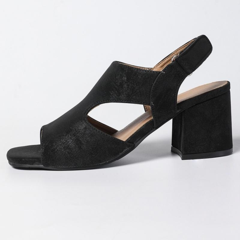 

2025 Summer Fashion New Women s Casual Sandals Open Toe Shallow Breathable Roman Style Slip on High Heels Cool Pumps 43 чёрный