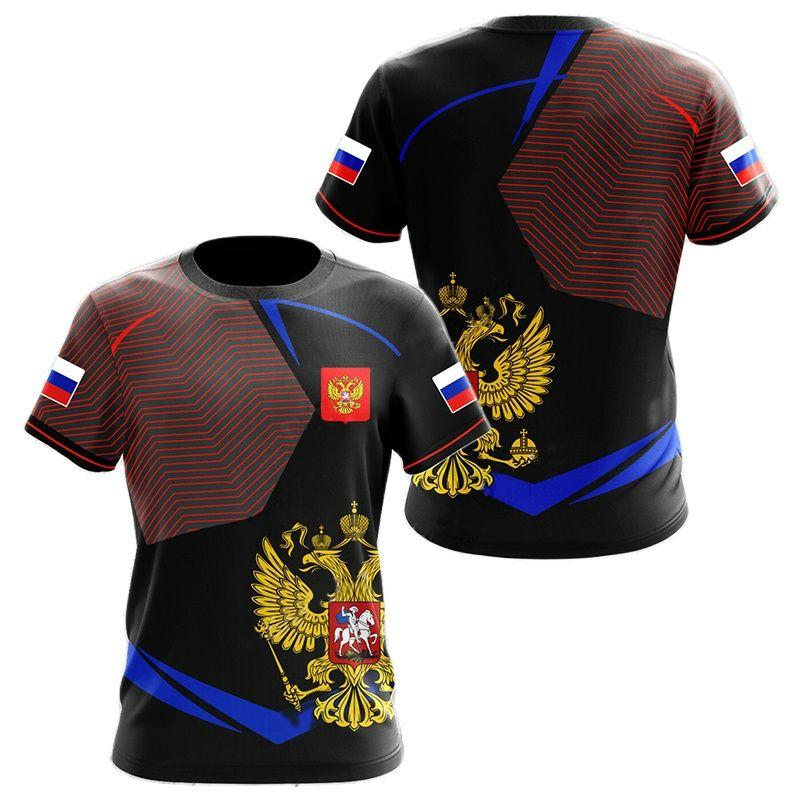 Russian Flag Military Graphic 3D Printing Summer Men's Tough Guy Style Casual Sports Loose Round Neck Short Sleeve T-shirt Tops