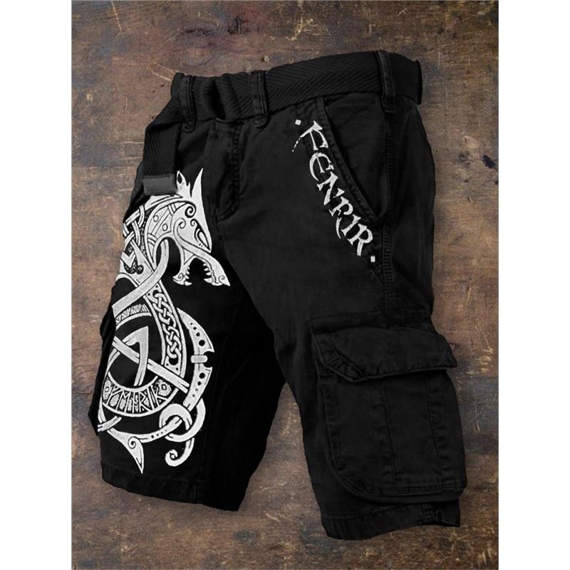 Men's Summer New Style European And American Style Halloween 3D Digital Printing Exaggerated Shorts Zipper Strange Pants