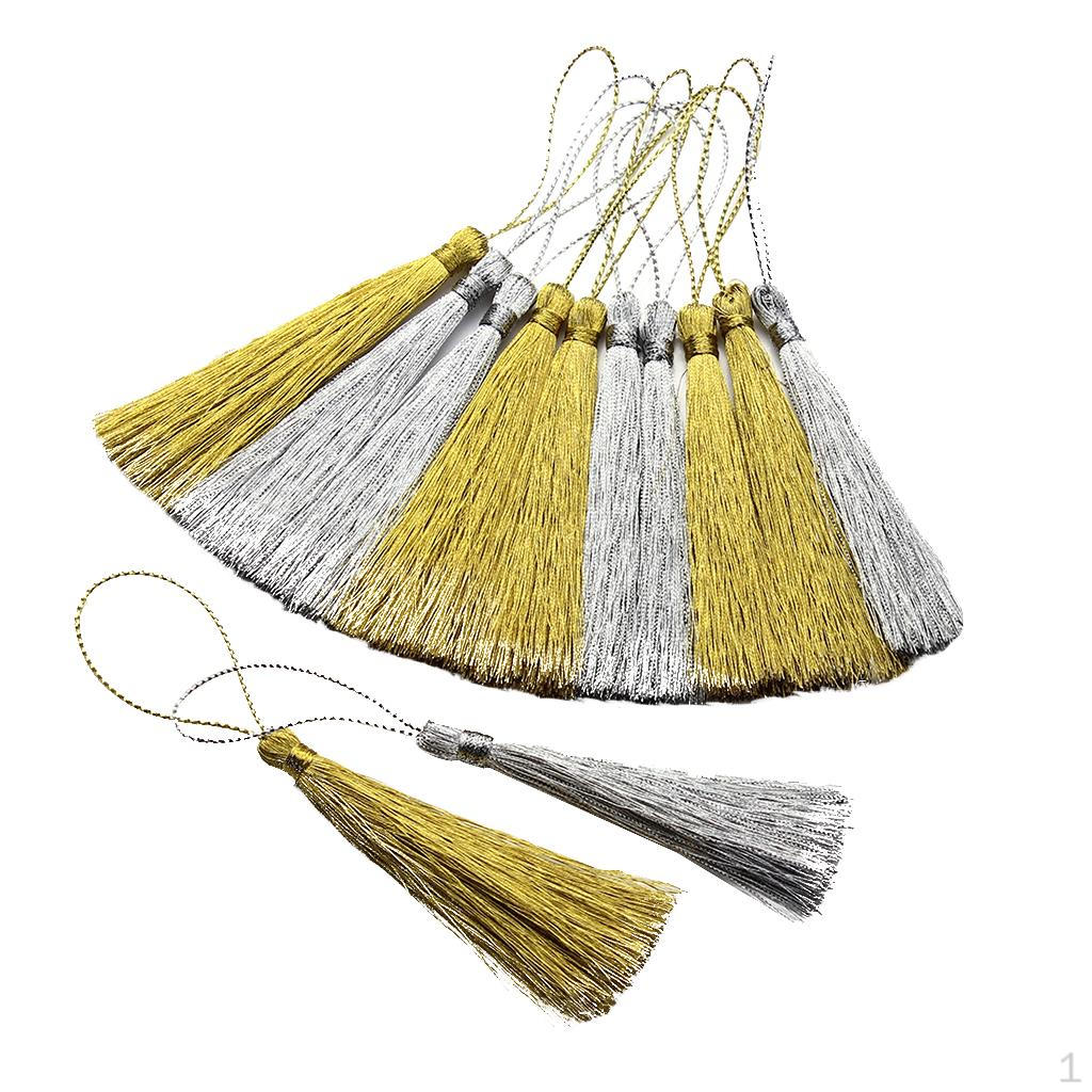 

Pack of 30 Assorted 13cm Silky Floss Bookmark Tassels with 5cm Cord Loop and Small Chinese Knot for