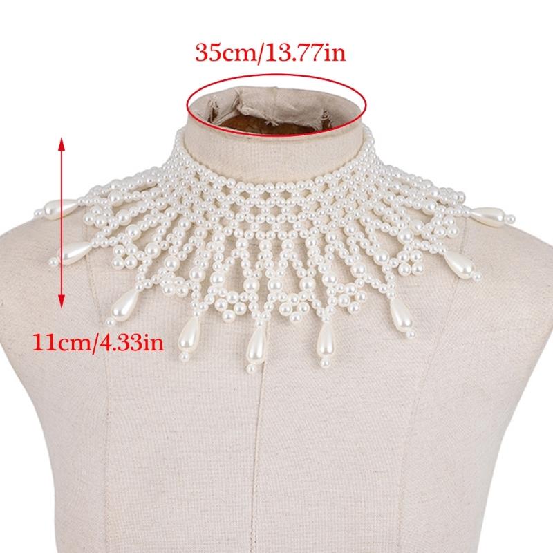 Elegant Multi Layered Pearls Body Chain Necklace Shoulder Shawl Choker for Women Prom Club Neckwear Body Jewelry Collar