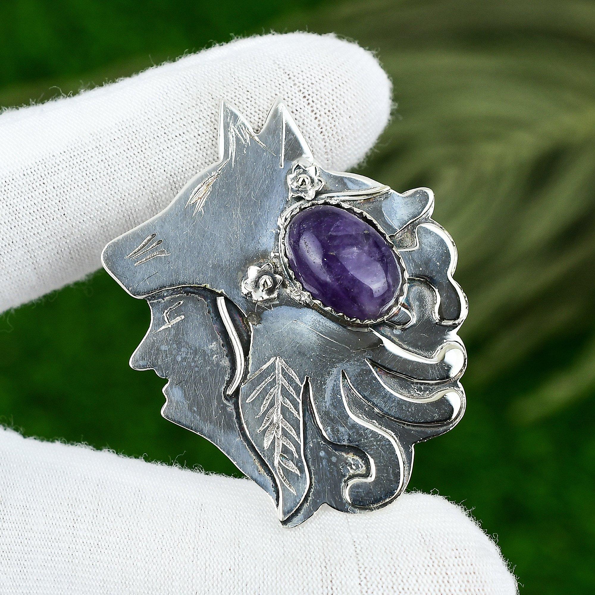 Натуральный Аметист Звездчатый Камень Подвеска 925 Стерлинговое Серебро Индийские Украшения