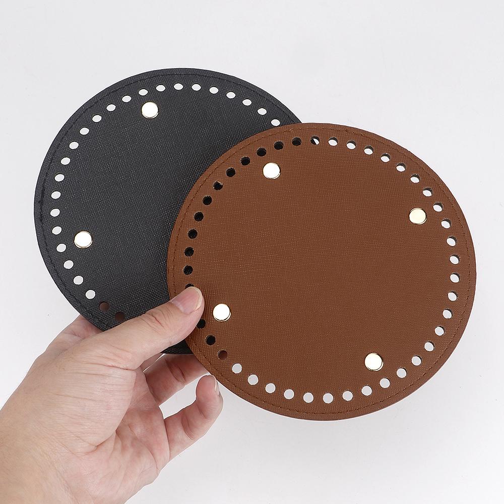 1pc DIY Leather Oval & Circle Bottom Base Material for DIY Weaving Yarn Thread Handbag, Handicraft Crochet & Knitting Accessory