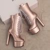 Women's high-heeled cool boots, sexy European and American style waterproof platform thick heel large size fish mouth shoes