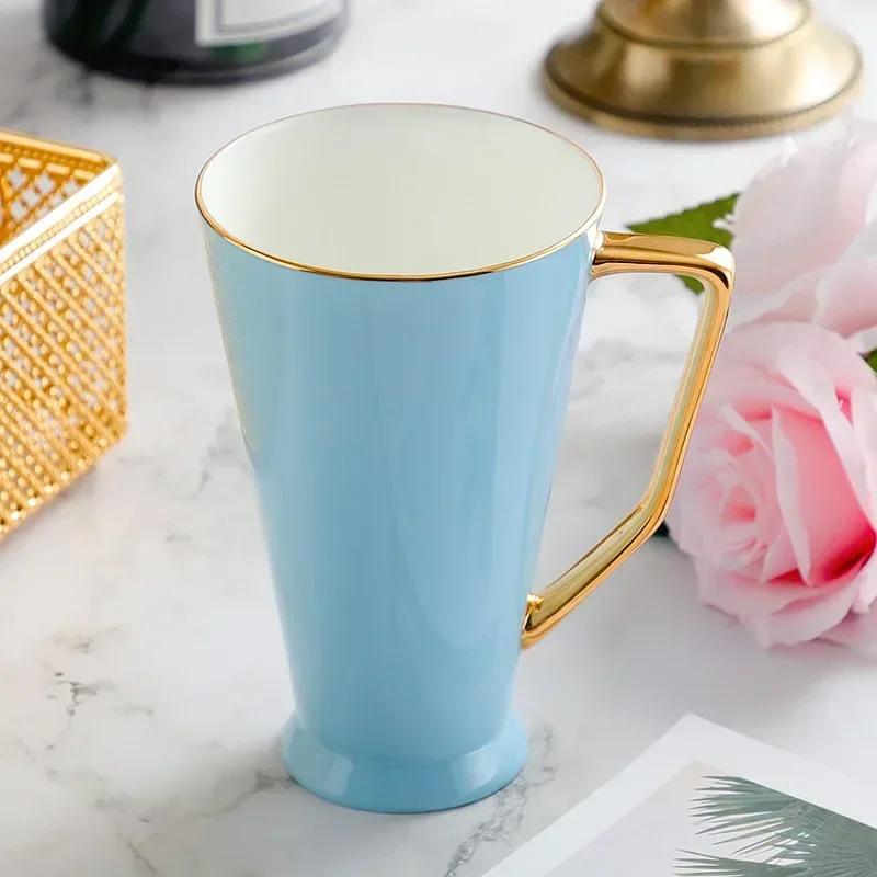 High Bone China Large Capacity High Cup Macaron Simple Water Cup Household Ceramic Coffee Cups Coffee Mug    Mugs Coffee Cups