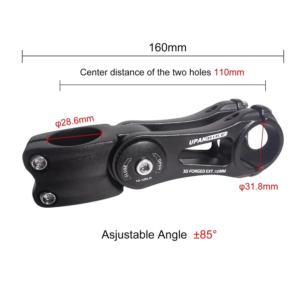 UPANBIKE Bicycle Bike Adjustable 70 90mm 110mm 145mm Aluminum Alloy Handlebar Riser Extender for Road City Bike Stem, 31.8mm Degree, MTB, Bike,