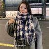 Korean Fashionable Scarves Large Checkered Pattern Thick Scarf for Woman Winter Outdoor Windproof Warm Scarves
