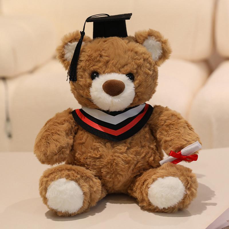 25cm Kawaii Graduation Dr.Bear Plush Toy Cute Christmas Hat Teddy Bear Soft Doll Boys Girls Kids Students Graduation Lovely Gift