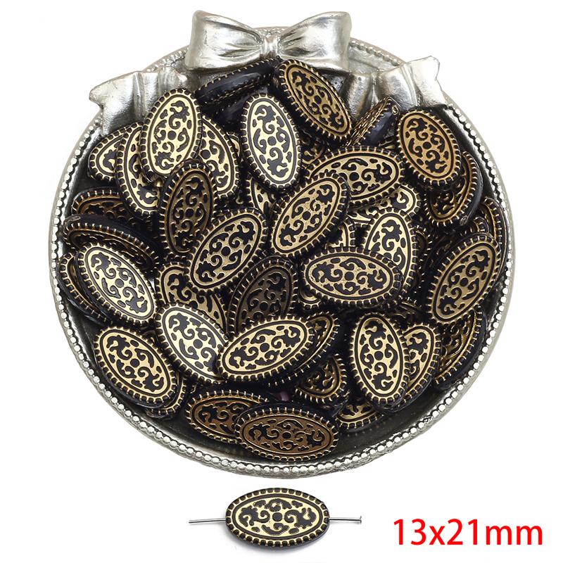 

Акриловые бусины Барокко Ретро Золотые в форме цветка Плоские круглые бусины для изготовления ювелирных изделий DIY браслеты ожерелье 13x21mm 40pcs