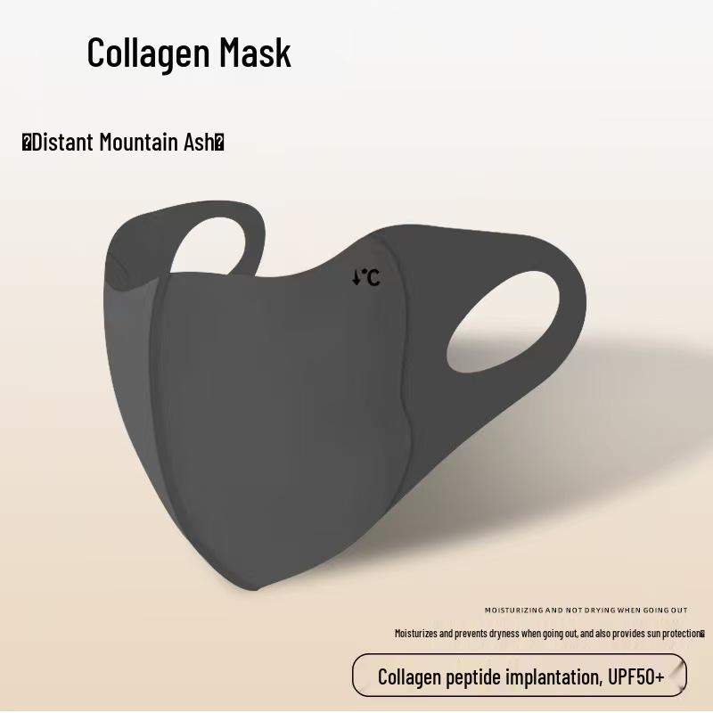 Schwarze 3D-Eisseiden-Maske mit UPF50+ Sonnenschutz & Kollagen zum Schutz der Augenwinkel - Unisex