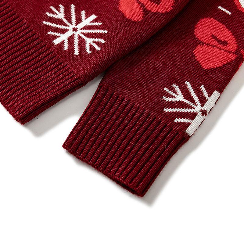 Autumn and winter children's Christmas deer crew neck sweater boys and girls baby crew neck pullover base knitted sweater