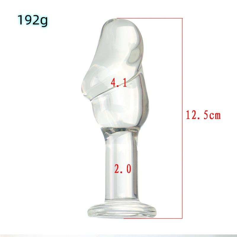 VaHppy Glass Dildo Anal Plugs Artificial Penis 4.8*13.5cm Gold/Transparent Female Masturbators Adult Sex Toys