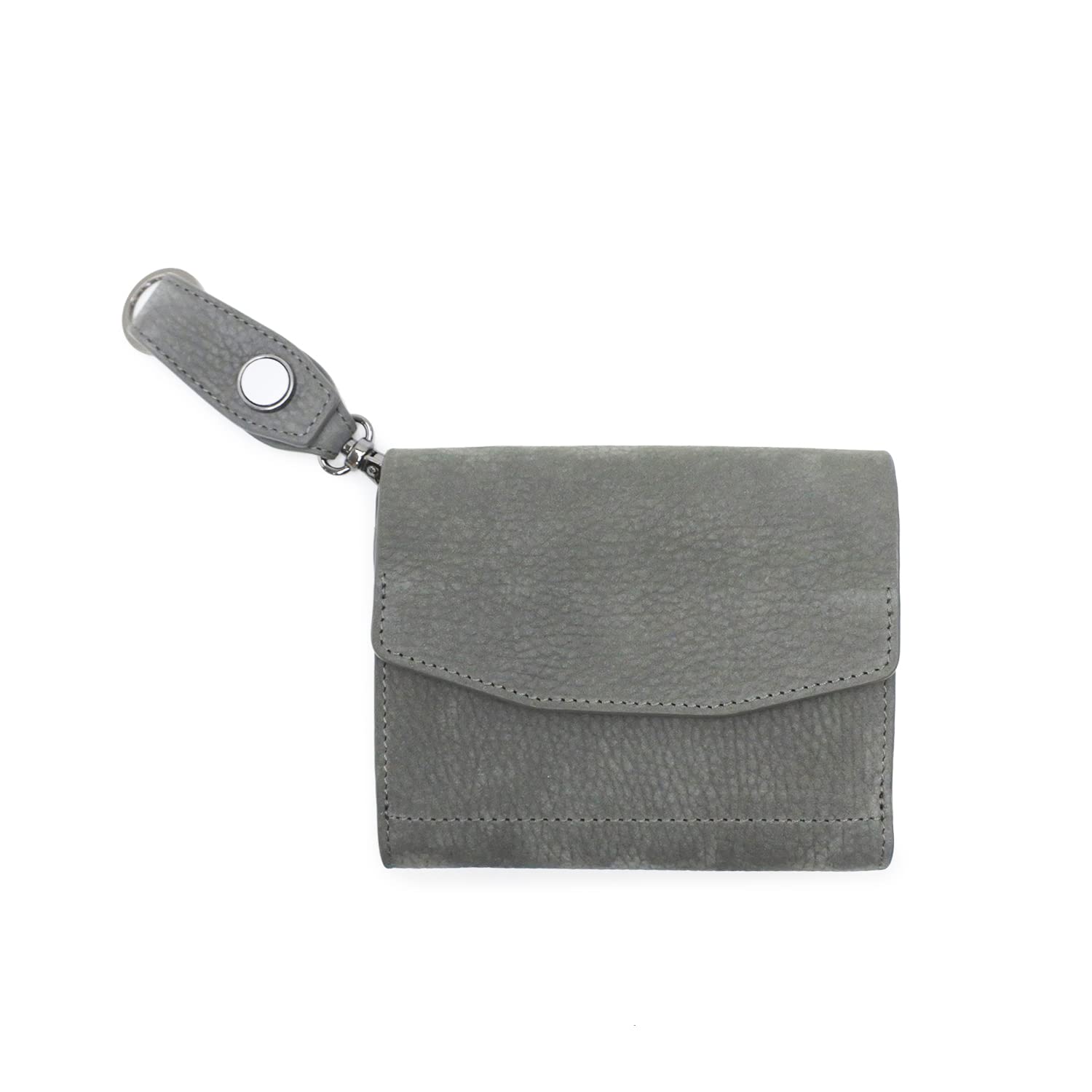 

CIE FOLK MIDDLE WALLET GRAY Genuine Leather Nubuck Tri-fold Wallet with Hook and Loop Closure and Reflective Design, Multi-Pocket, Box-Shaped Coin