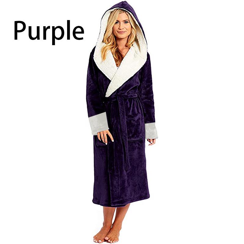 Buy Winter Sleep Bath Robe Women Warm Fleece Bath Robes Bathrobe Solid ...