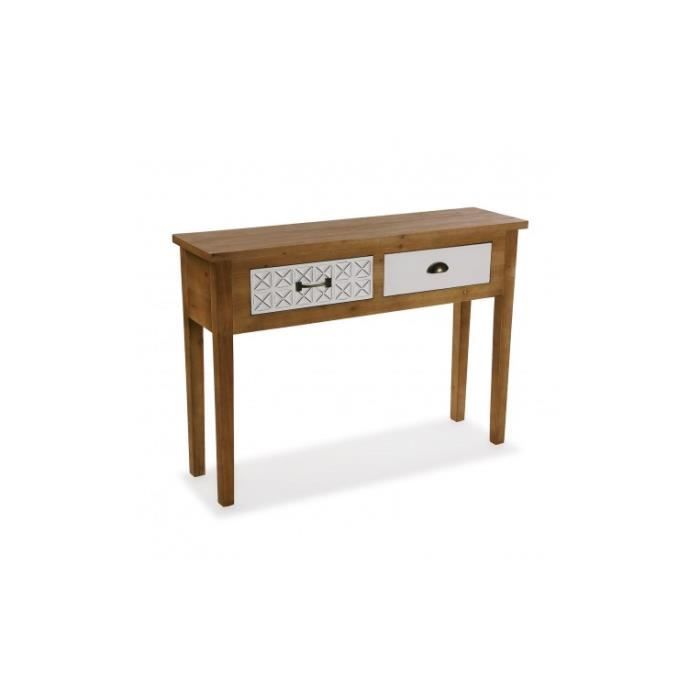 Meuble d'Entrée Étroit pour l'Entrée ou Couloir Selma - Console avec 2 tiroirs en Bois - Marron - VERSA